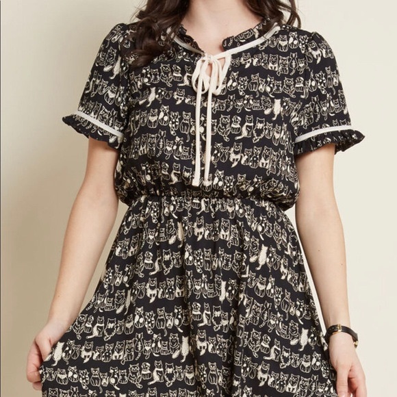 Modcloth Dresses & Skirts - ModCloth cat print dress nwot